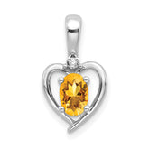 14K White Gold Citrine Diamond Pendant